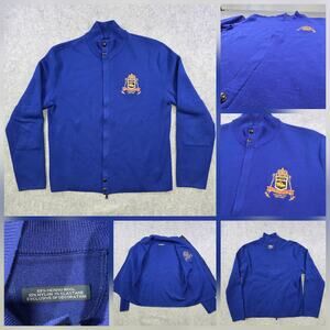 Polo Ralph Lauren Sweater Mens Medium? Blue Full Zip Mock Neck Mercer Club Crest